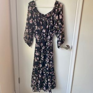 NWT L.C. Black with Pink Flowers Dress Size XL